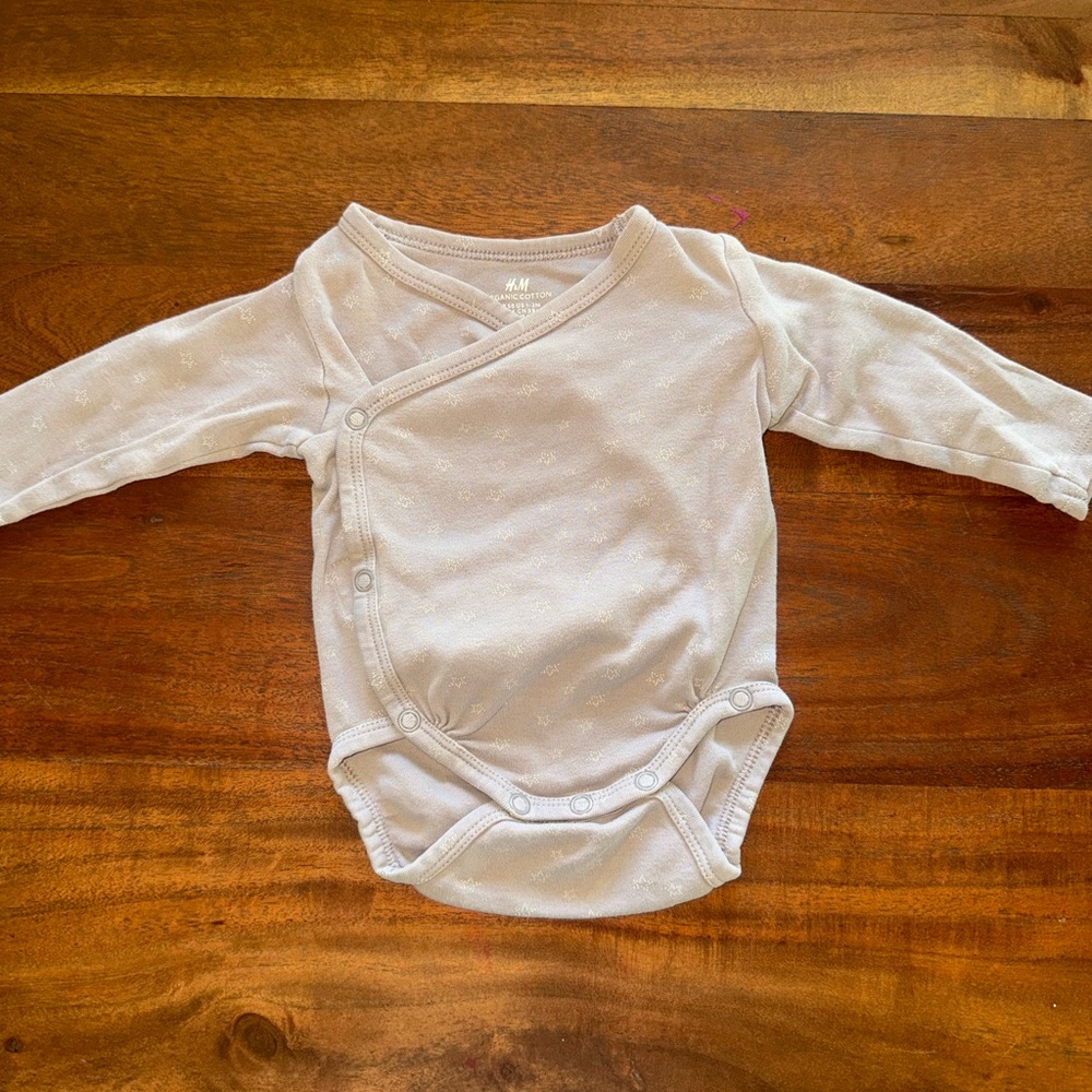 H&M Soft Cream Wrap-Over Baby Bodysuit‎